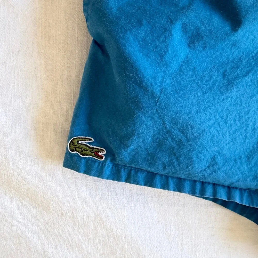 Vintage‎ Izod Lacoste Mens Blue Cotton Swim Trunks Shorts Size L Logo